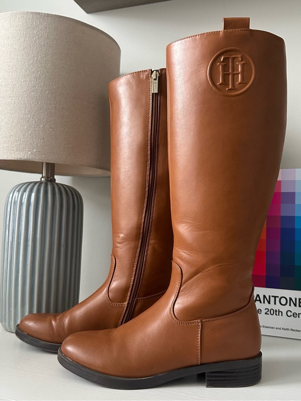 Tommy Hilfiger Cognac Brown Tall Riding Boots